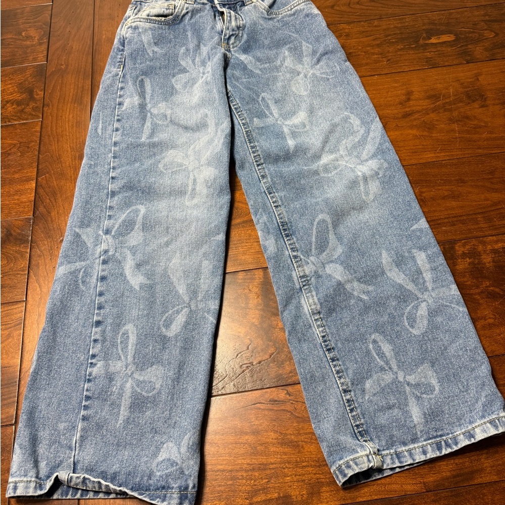 Urban kids Blue Jeans with Bow Pattern